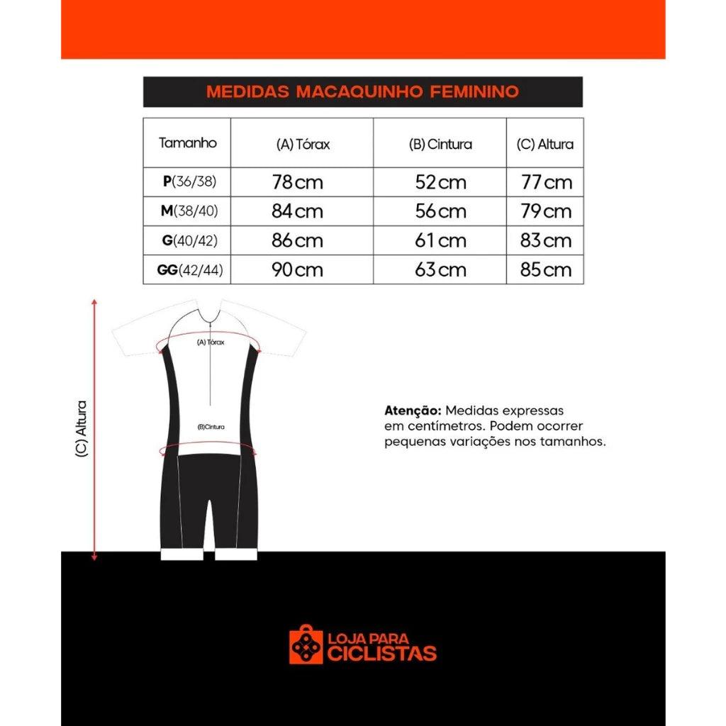 Macaquinho de Ciclismo Feminino Acolchoado com Forro Profissional Várias Cores Confortável para Pedal