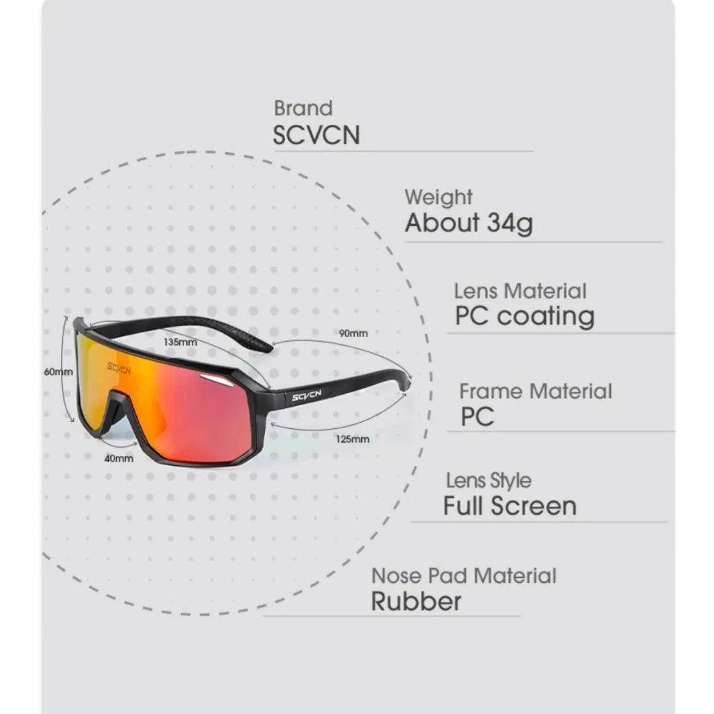 Óculos de Ciclismo Espelhado e Fotocromático