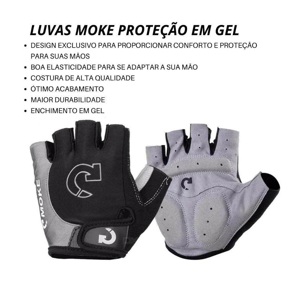 Kit Conjunto Ciclismo Camisa e Bermuda + Capacete MTB Led + Luvas Ciclismo + Óculos de Proteção