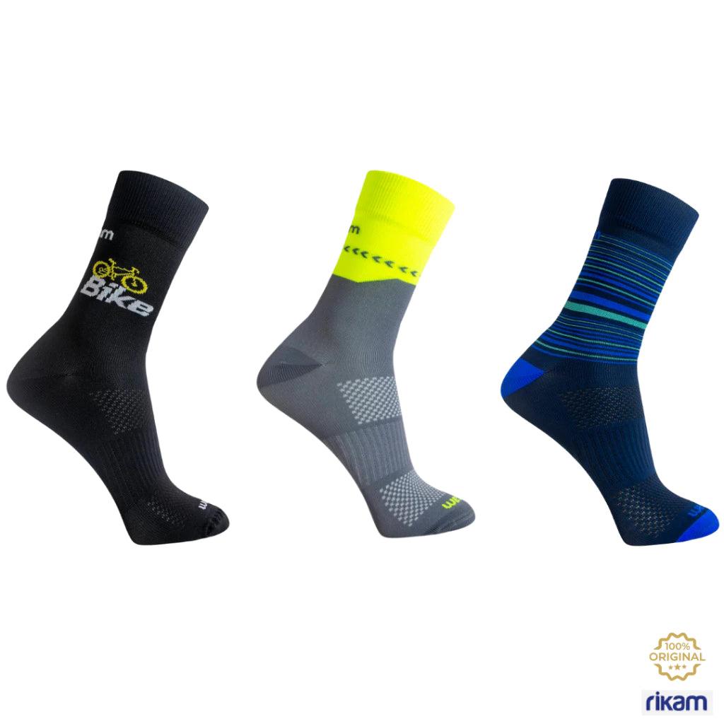 Kit 3 pares Meia Ciclismo Masculina Corrida Mountain Bike Rikam