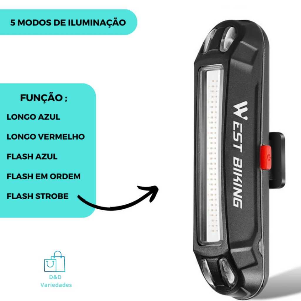 Farol De Bicicleta T6 Duplo 6000 Lumens Led Com Zoom 3 Focos 5 Modos + Lanterna Traseira/ Lateral USB 100 Lumens Bike