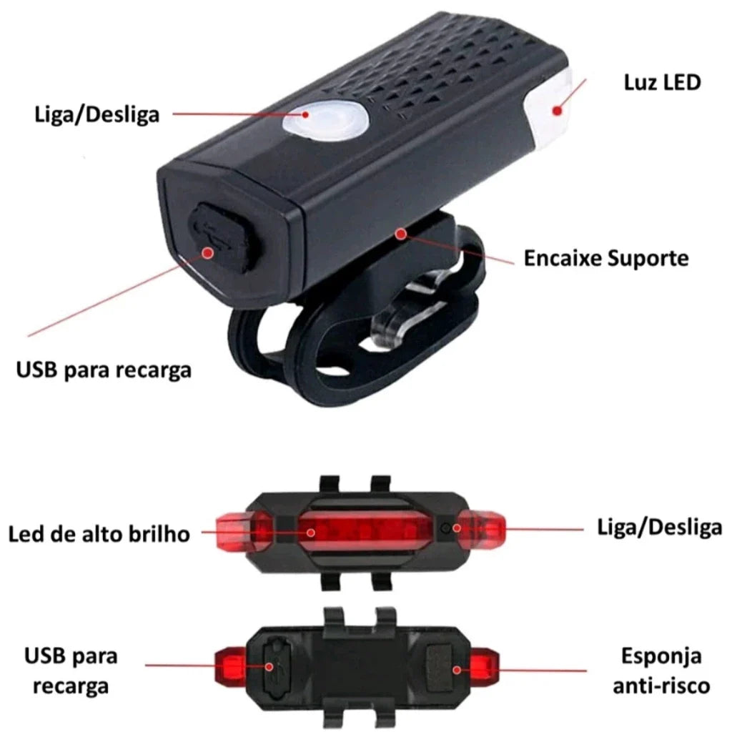 Kit Lanterna e Farol Bicicleta