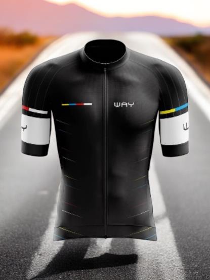 Roupa de Ciclismo Masculina Camisa Preta Ziper Total e Bretele Acolchoado Way Bike