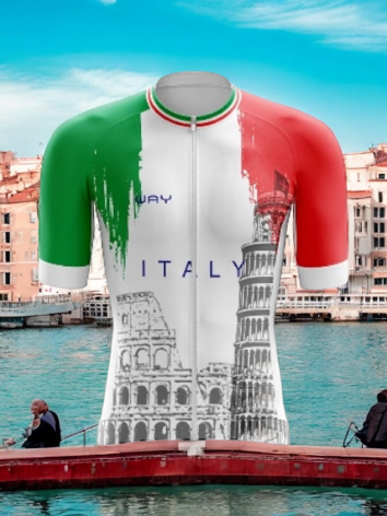 Kit de Ciclismo Masculino Camisa Italia e Bretelle Gel Way Bike