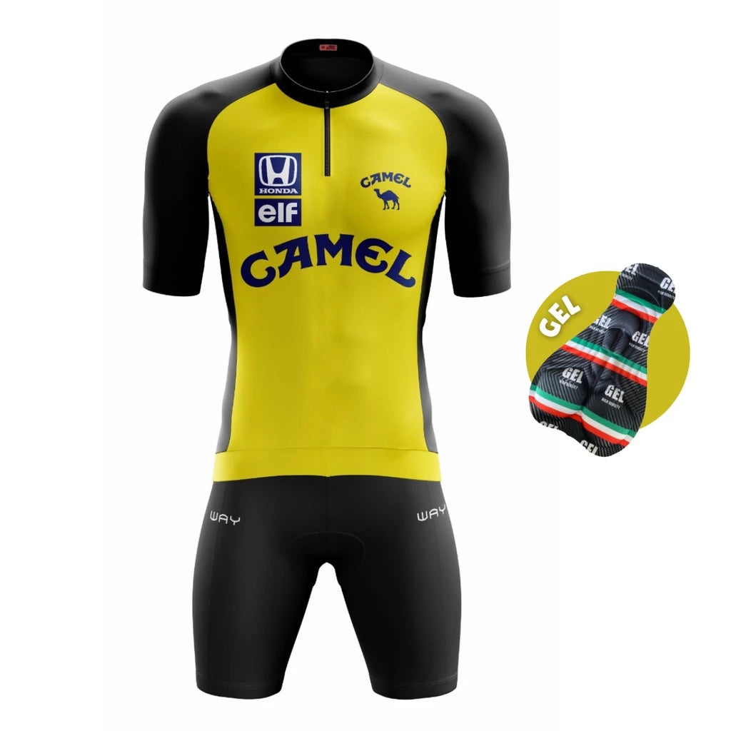 Kit Conjunto de Ciclismo Masculino de Gel Camiseta e Bermuda Acolchoada