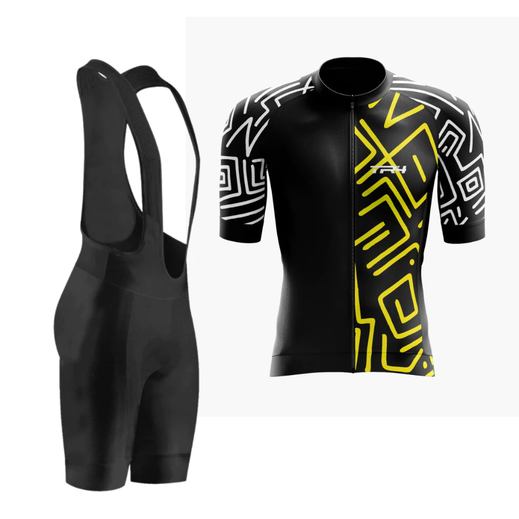 Kit Conjunto Ciclismo Masculino Camisa e Bretelle Short Forro Gel Roupa Ciclista Bike Pedal MTB