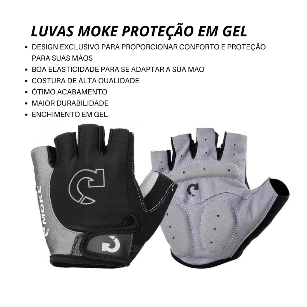 Kit Conjunto Ciclismo Camisa e Bermuda + Capacete MTB Led + Luvas Ciclismo  + Óculos de Proteção