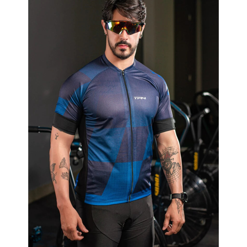 Kit Conjunto Ciclismo Masculino Camisa e Bretelle Short Forro Gel Roupa Ciclista Bike Pedal MTB