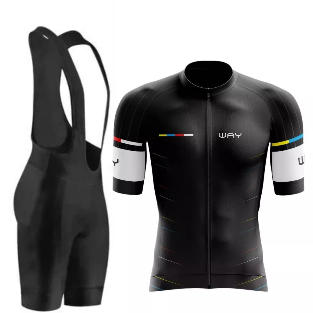 Kit Conjunto Ciclismo Masculino Camisa e Bretelle Short Forro Gel Roupa Ciclista Bike Pedal MTB