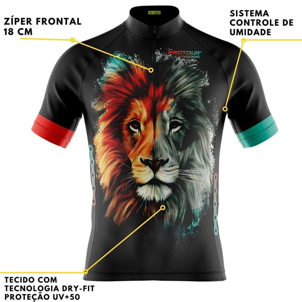 Camisa Ciclismo Masculina Pro Tour Leão de Judá Com Bolsos